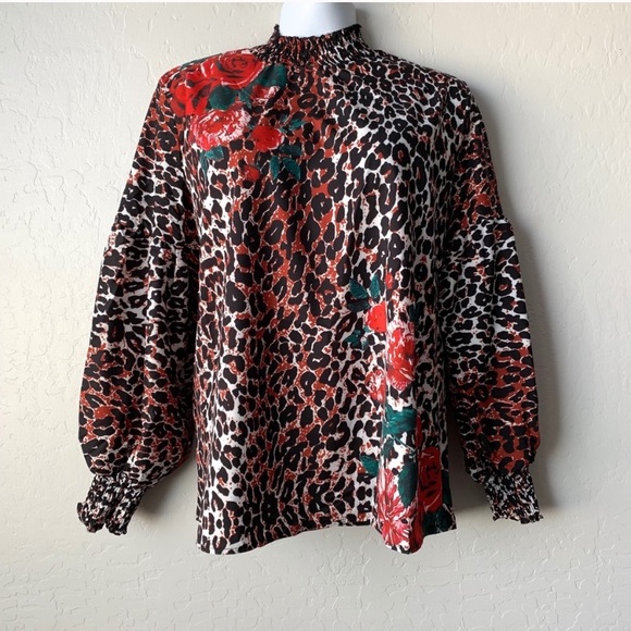 Smocked Animal Print Blouse - Picture 3 of 5
